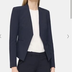 Theory Navy Blue Wool Suit Jacket Blazer Old Money Prep Preppy Academia Size 10